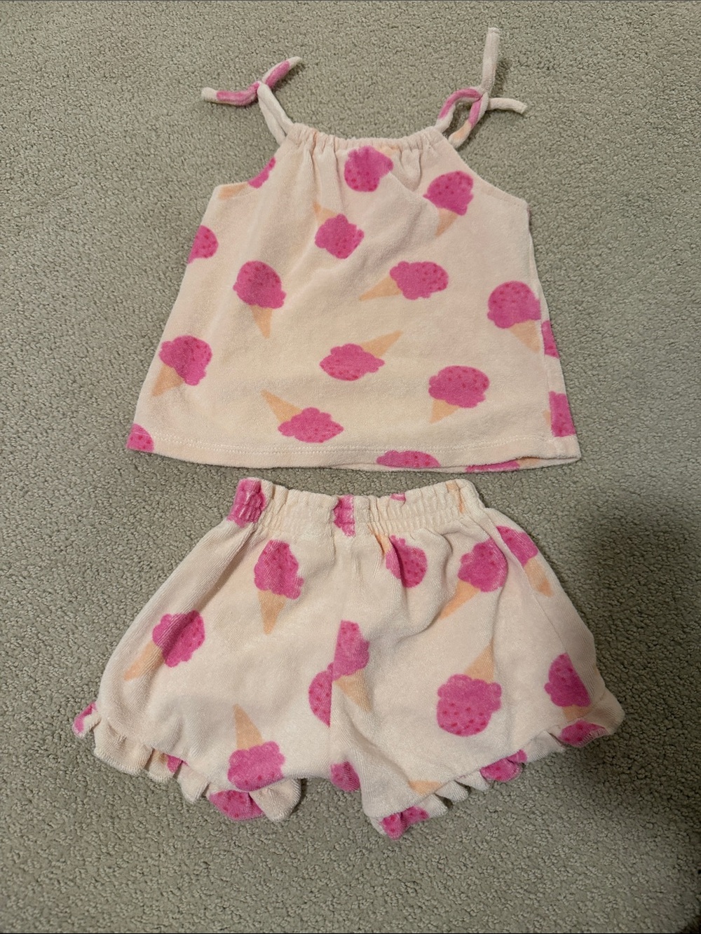 Zara Pink and Cream Ice Cream Print Kids Swim Coverup Set
